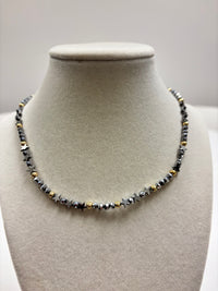 Silver Beads With Shiny Small Silver Stars  Necklace