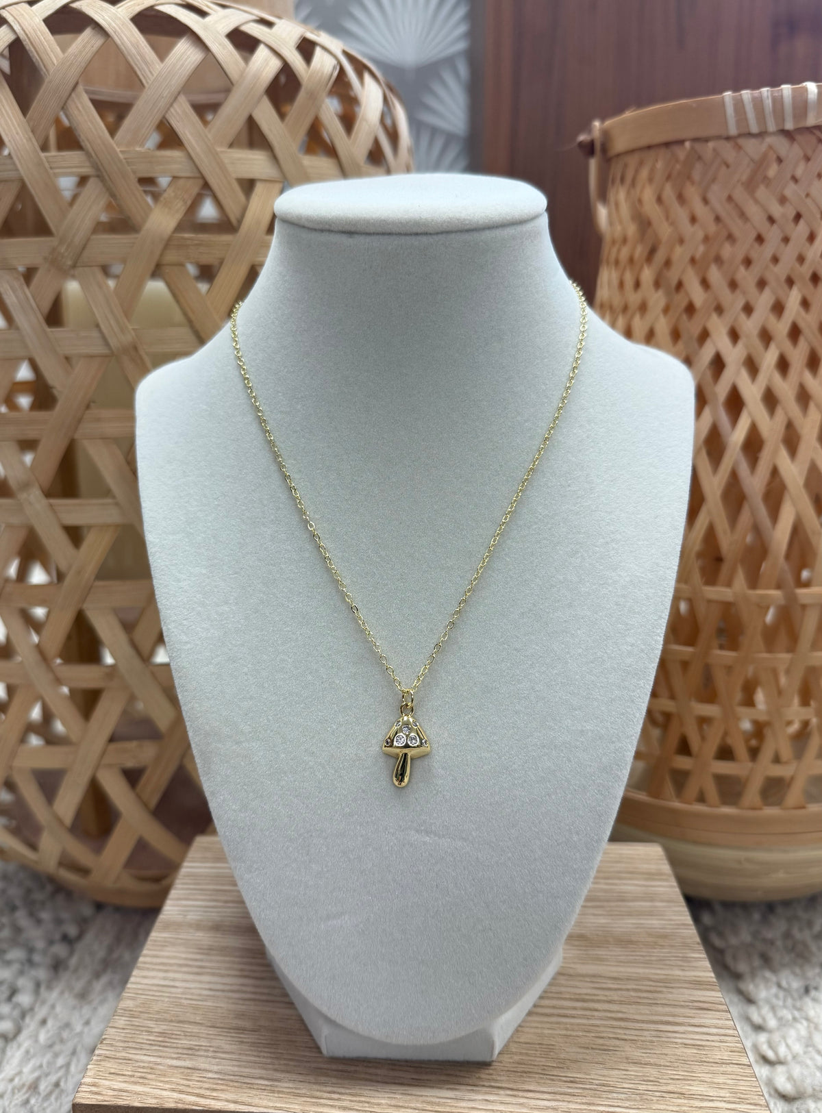Gold W/ Brilliants Mushroom Necklace