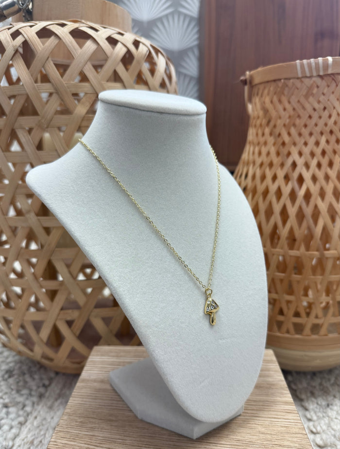 Gold W/ Brilliants Mushroom Necklace