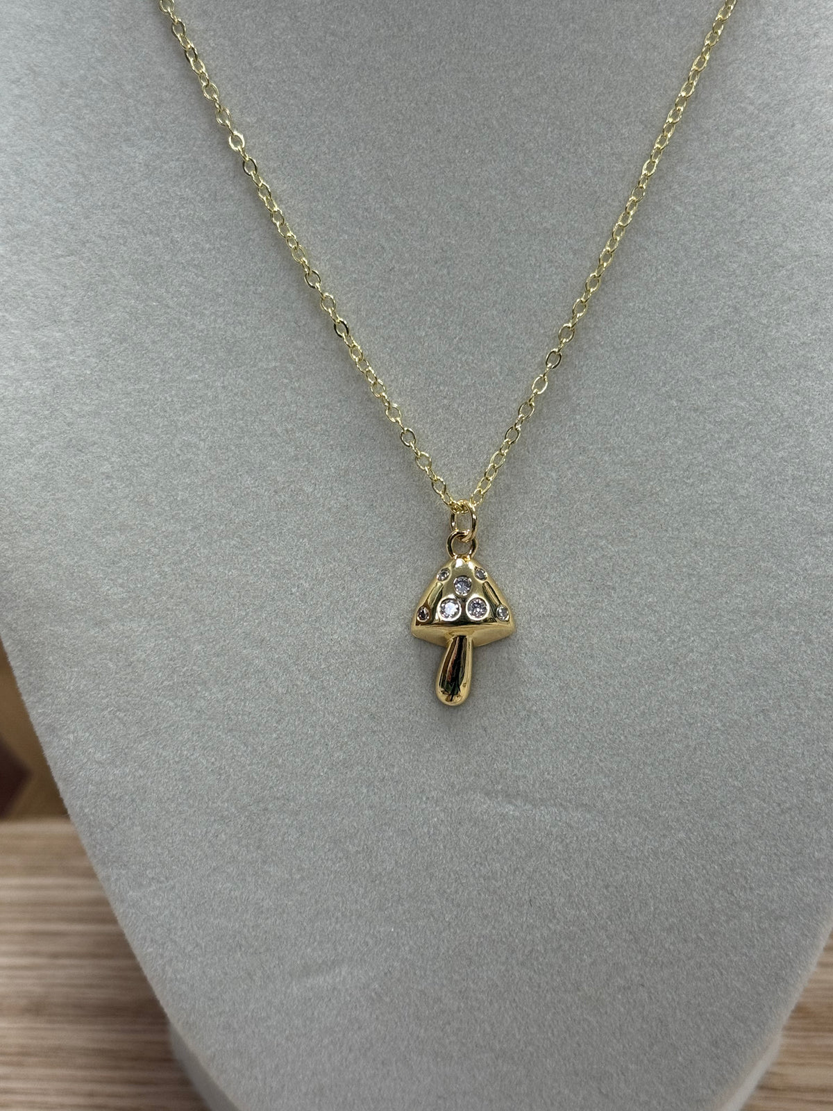 Gold W/ Brilliants Mushroom Necklace