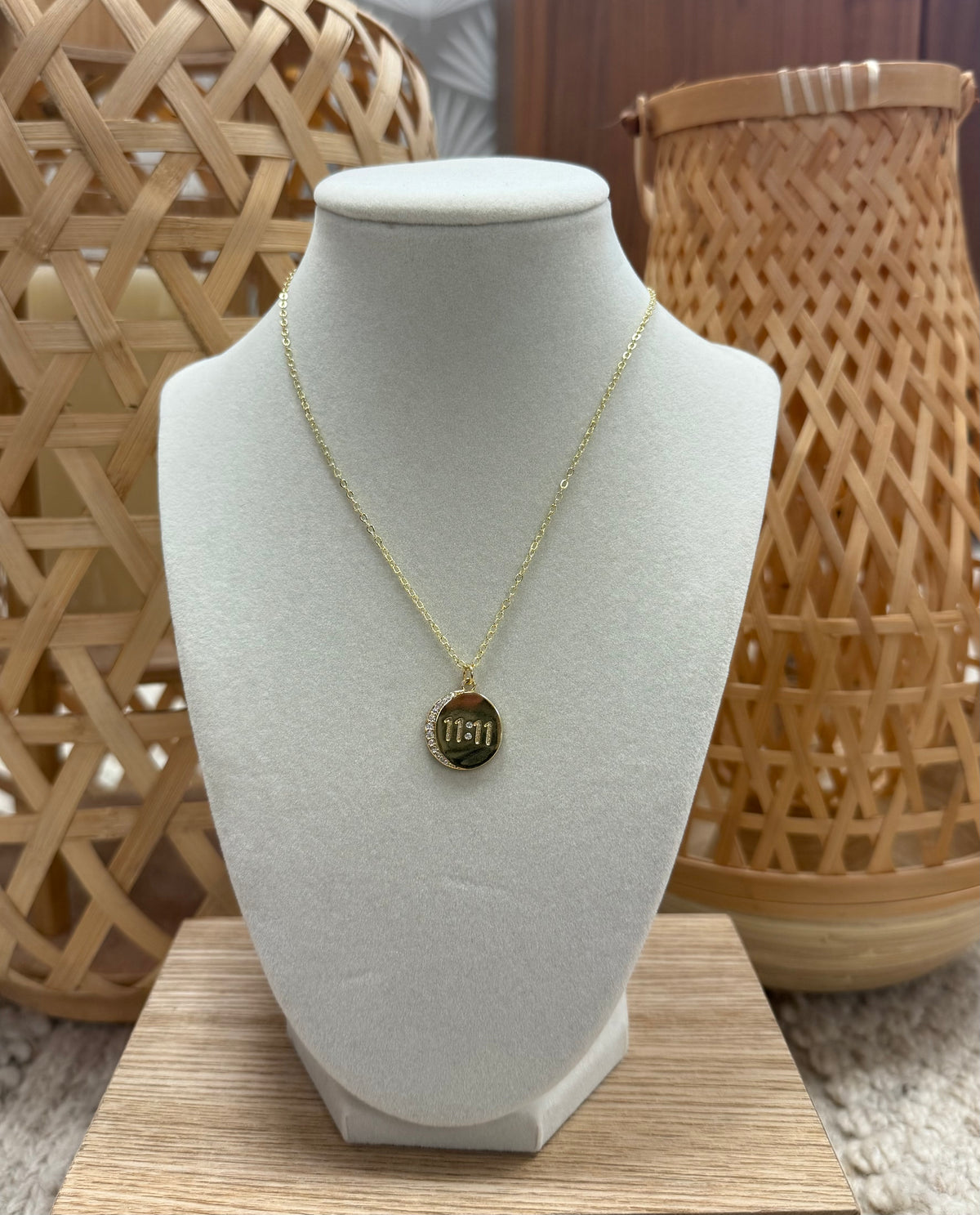 Gold Needle W/11:11 Pendant Necklace
