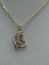 Gold W/ Brilliant Moon “Mom” Necklace