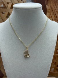 Gold W/ Brilliant Moon “Mom” Necklace
