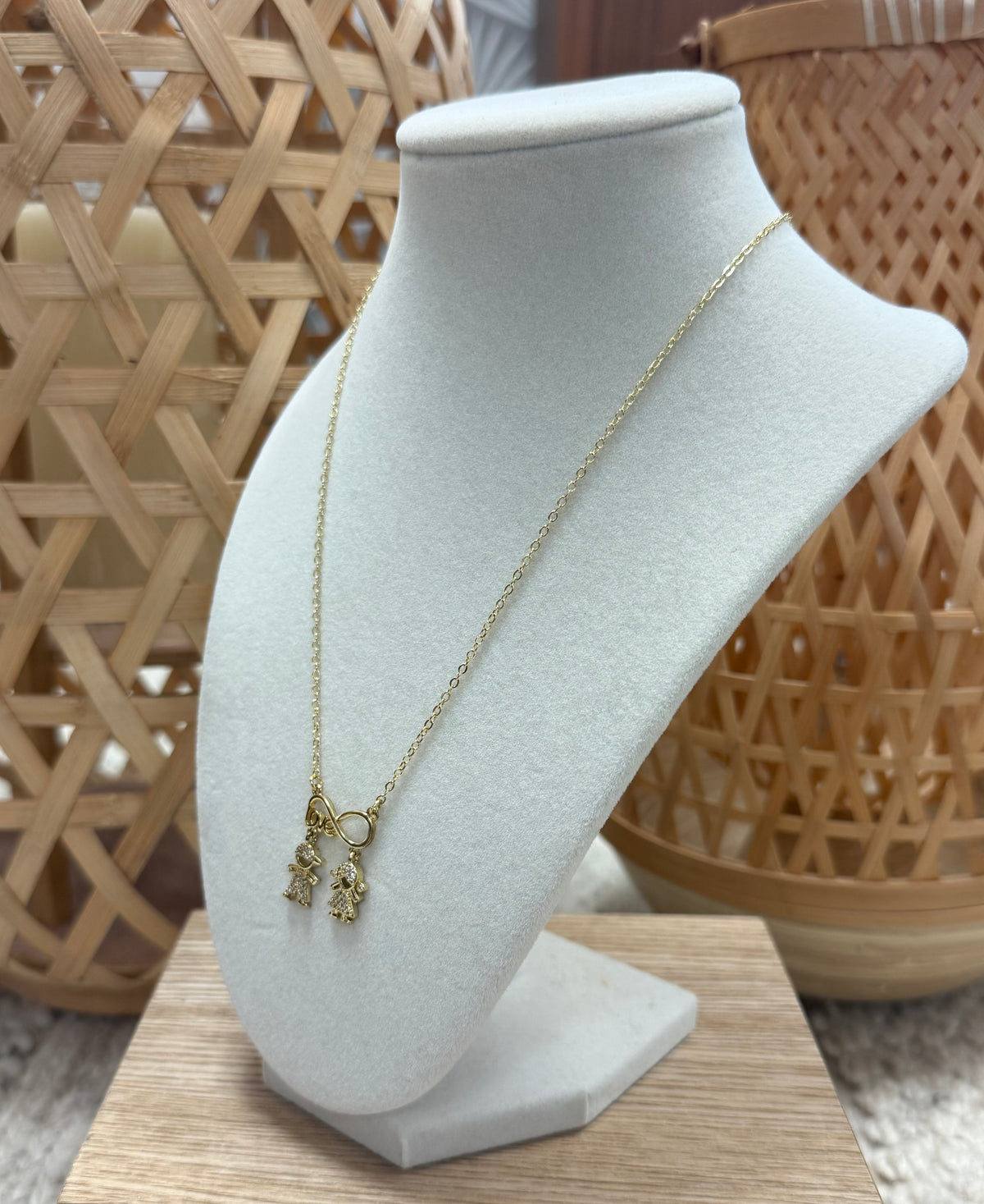 Gold Romantic Love Letter W/ Boy & Girl Necklace