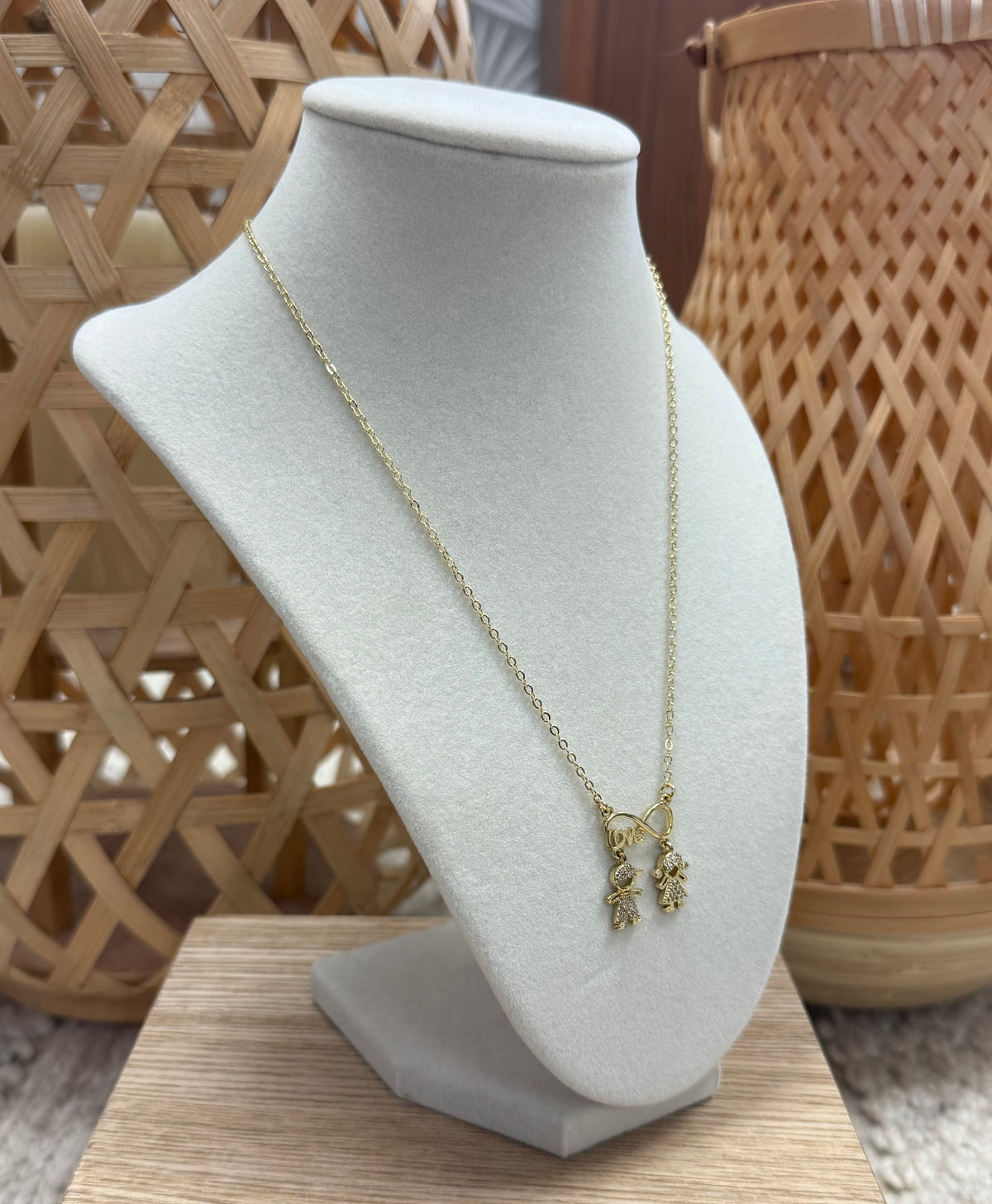 Gold Romantic Love Letter W/ Boy & Girl Necklace