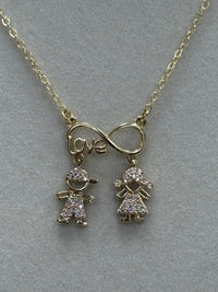 Gold Romantic Love Letter W/ Boy & Girl Necklace