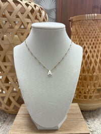 Mini Gold Beads String Necklace with Nacar Letter