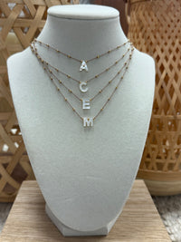 Mini Gold Beads String Necklace with Nacar Letter