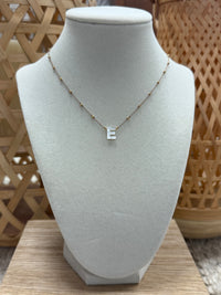 Mini Gold Beads String Necklace with Nacar Letter