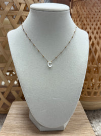 Mini Gold Beads String Necklace with Nacar Letter