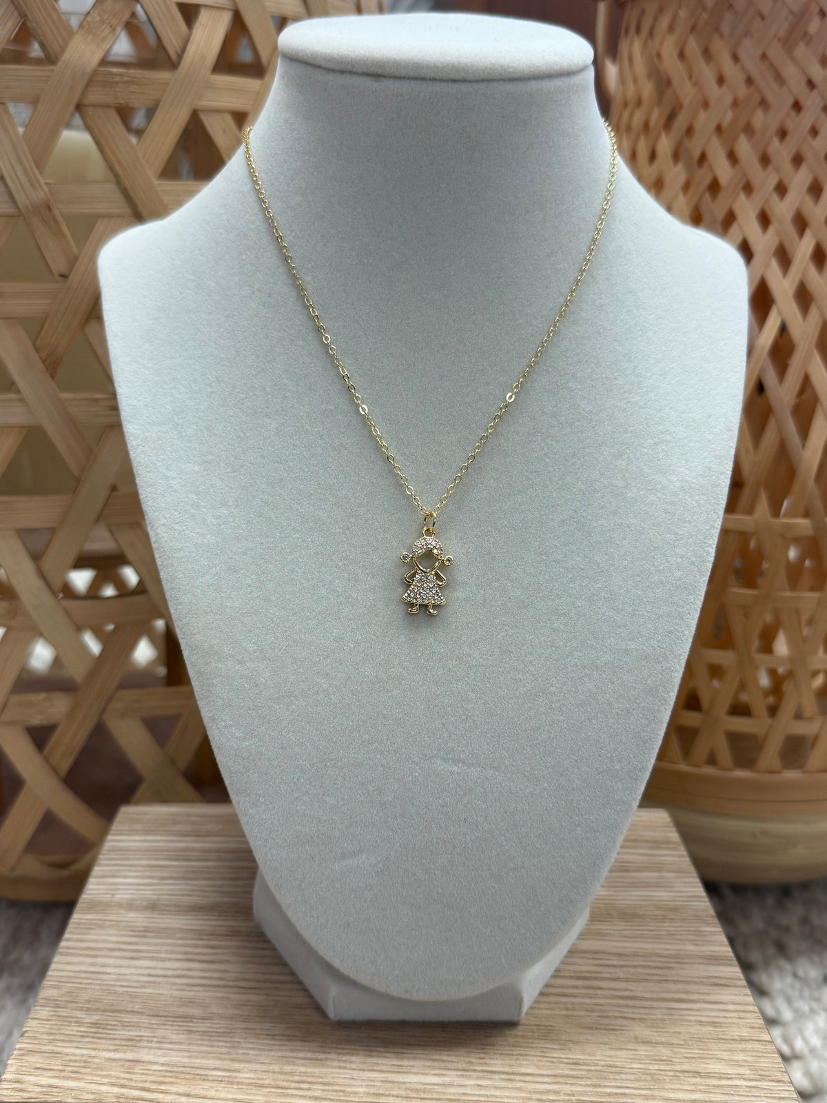 Gold W/ Brilliant Cute Girl Necklace