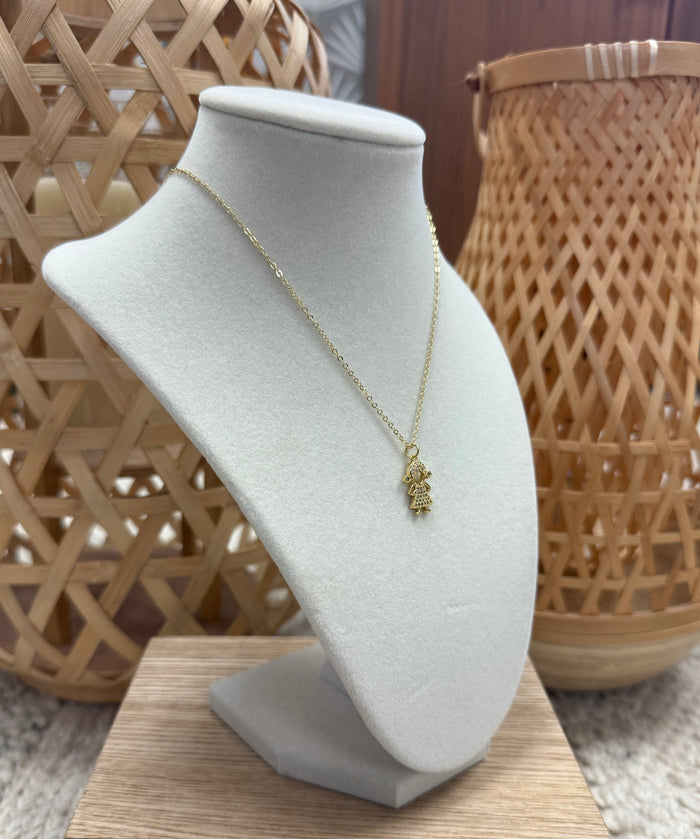 Gold W/ Brilliant Cute Girl Necklace