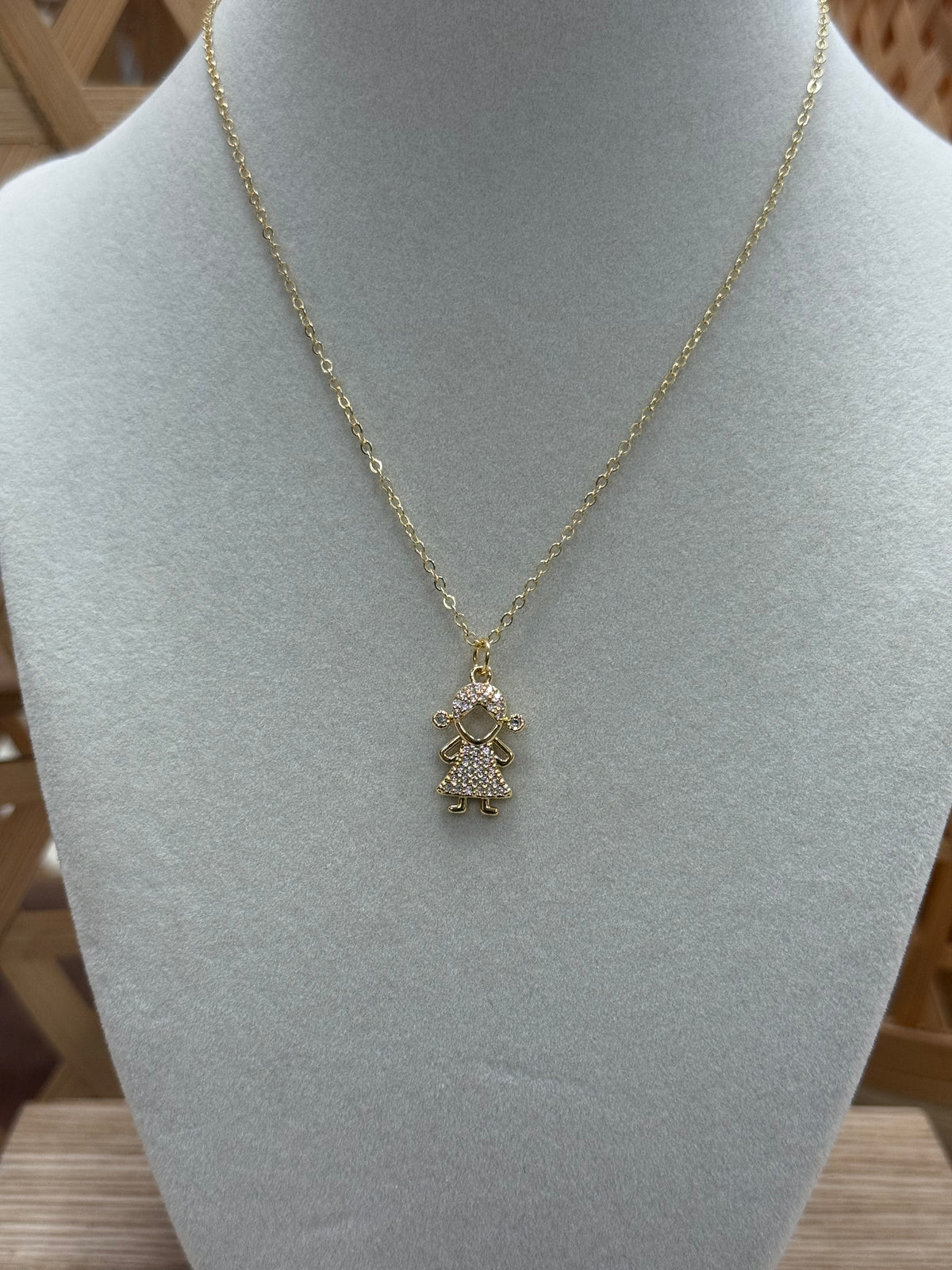 Gold W/ Brilliant Cute Girl Necklace
