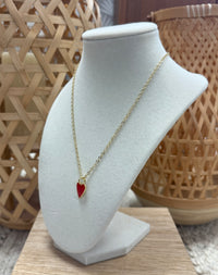 Long Gold W/ Red Heart Necklace