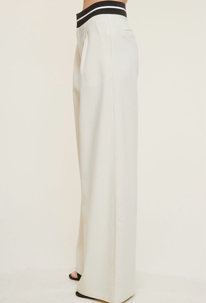 Off White Black Contrast Waist Band Trousers