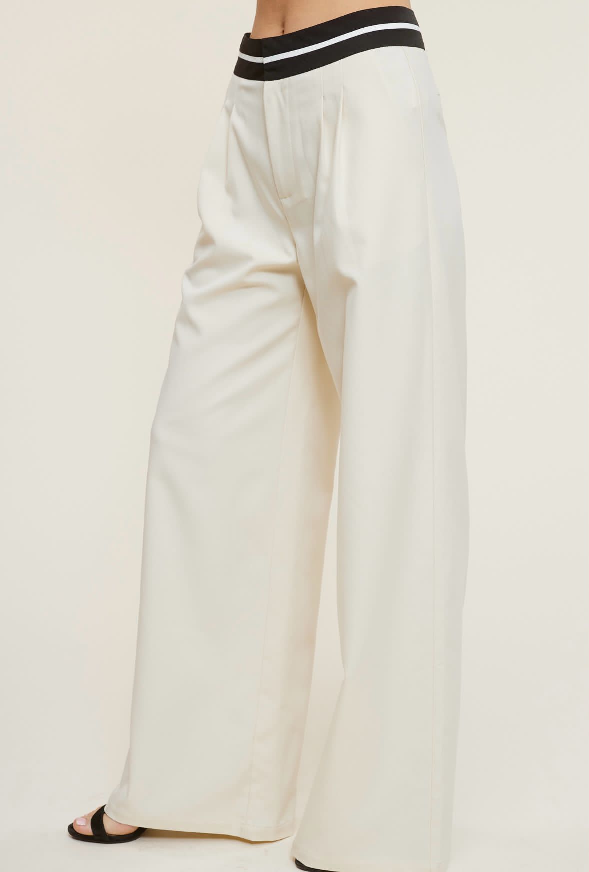 Off White Black Contrast Waist Band Trousers