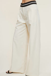 Off White Black Contrast Waist Band Trousers