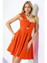 Solid Woven Mini Dress- Orange