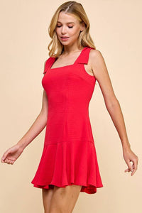 Square Neckline Ruffle Hem Dress