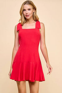 Square Neckline Ruffle Hem Dress