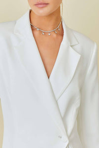 Blazer Dress With Pleated Skirt Detail