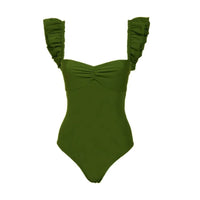 Ladies Ruffle One Piece Swimwear with Skirt Cover