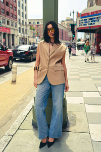 Structured Oversized Blazer Vest With Shoulder Pads