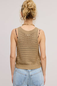 Punch Work Stitch Knit Tank Top