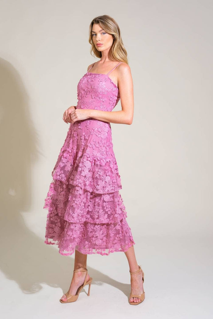 A Woven Lace Midi Dress