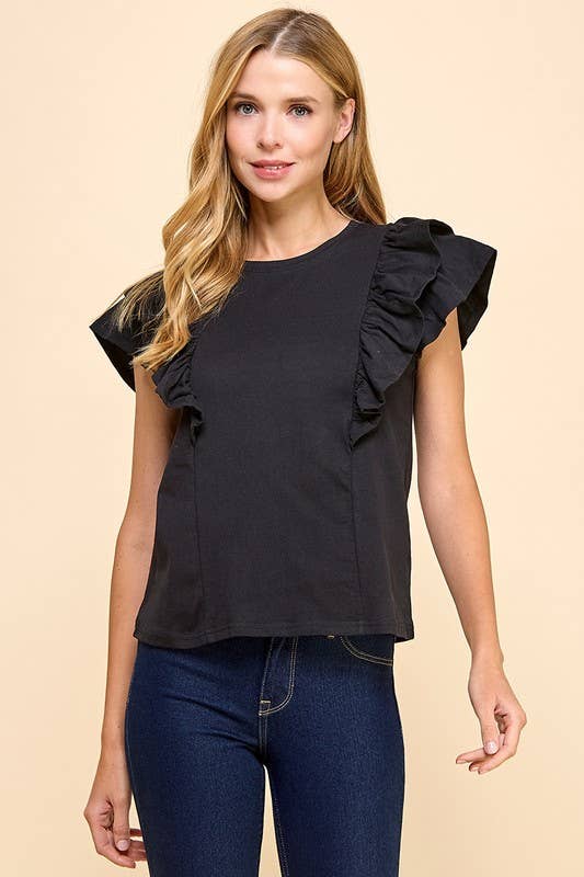 Ruffled Short Sleeve Top