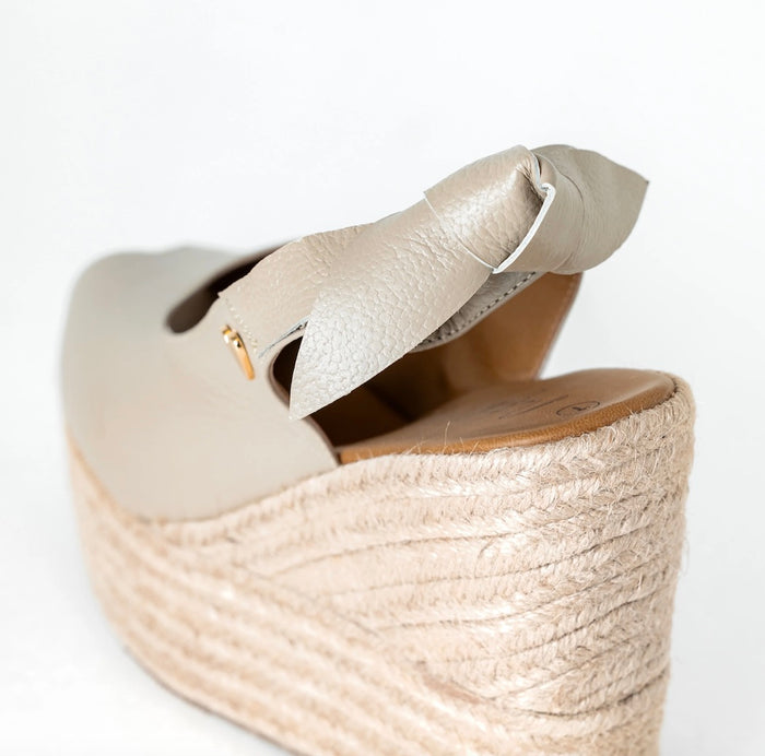 Peep Toe Taupe Espadrilles -Low High - (FINAL SALE)