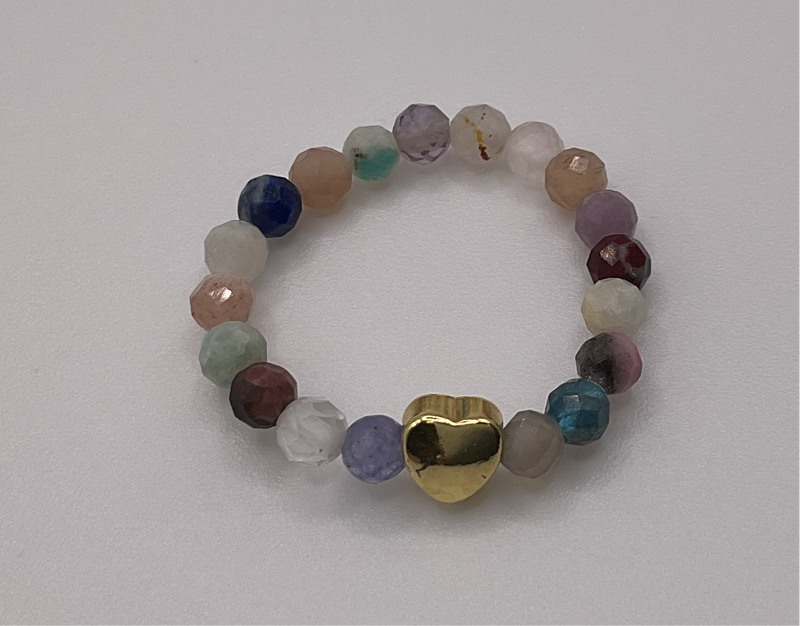 Elastic Multicolor Bead W/ Gold Heart