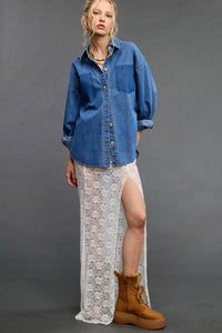 Buttoned Denim Shirt with Contrast Pocket Detail
