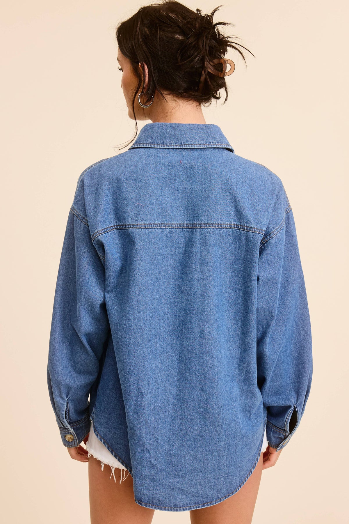 Buttoned Denim Shirt with Contrast Pocket Detail