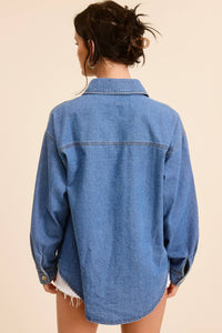 Buttoned Denim Shirt with Contrast Pocket Detail