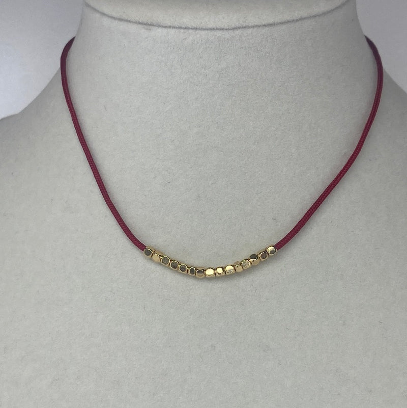 Red Adjustable String W/ Mini Square Beads