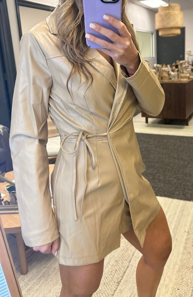 Faux Leather Longsleeve Romper