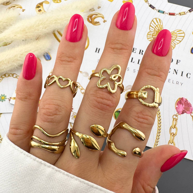 Ring, 18K Gold Plated Steel