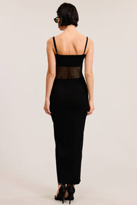 Sexy Midriff Macrame Mesh Slim Fit Maxi Dress