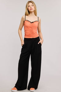 Low-Rise Fit Pleated Wide-Leg Trouser Pants