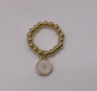 Elastic Gold W/ White Disk Charm