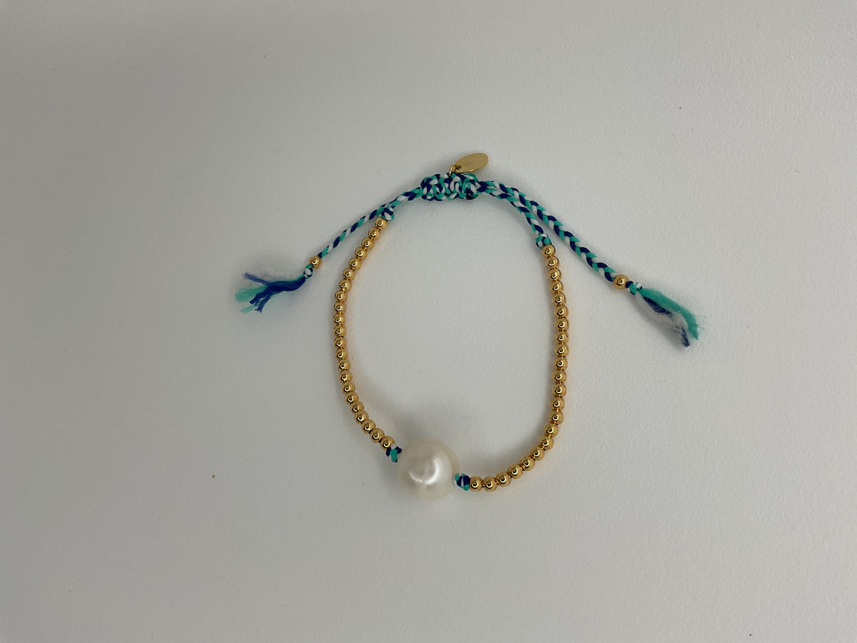 Turquoise & Gold Beads W/ Large Pearl