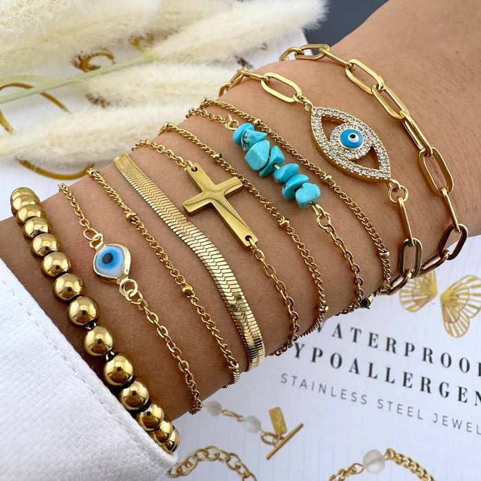 Bracelet, 18K Gold Plated Steel