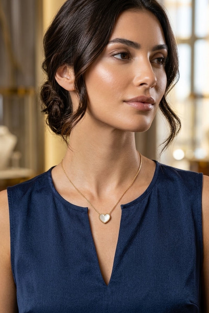 Beaded Heart Pendant Necklace