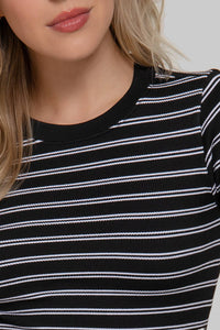 Short Sleeve Crew Neck Striped Seamless Top