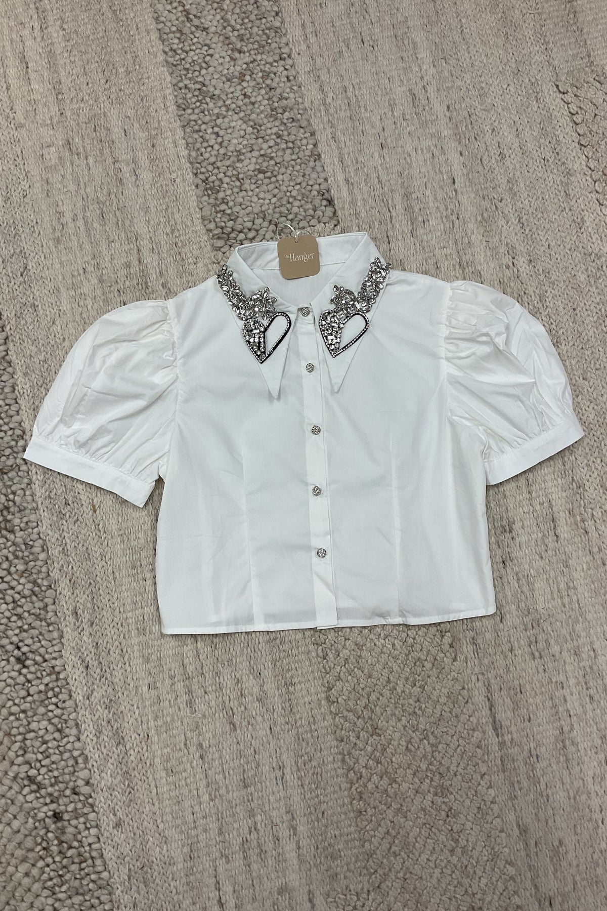 Collar Rhinestone Btn Down Top