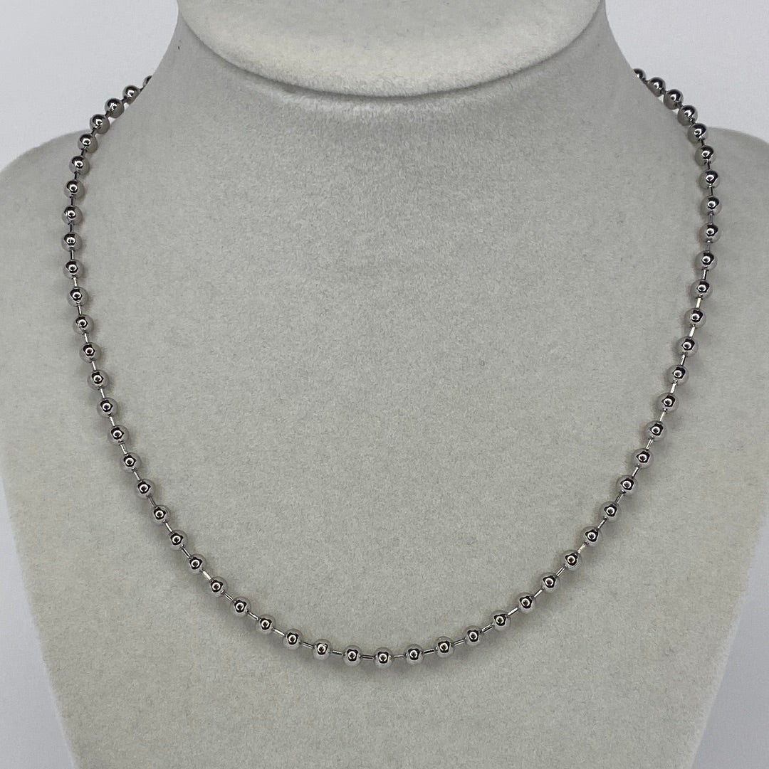 Silver Basic Medium Bead Necklace