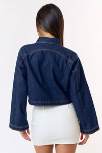 Structure Stitch Detail Denim Crop Jacket