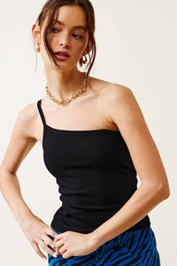 Sleek One-Shoulder Spaghetti Strap Tank Top