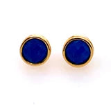 Small Heart  Earring - 18K Gold Plated - Blue Quartz Anil Cabochon